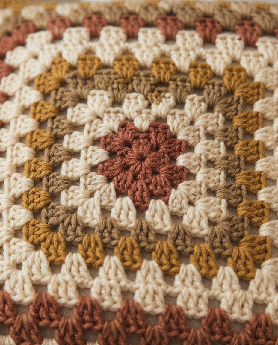 Granny Square Cushion, Pair crochet detail