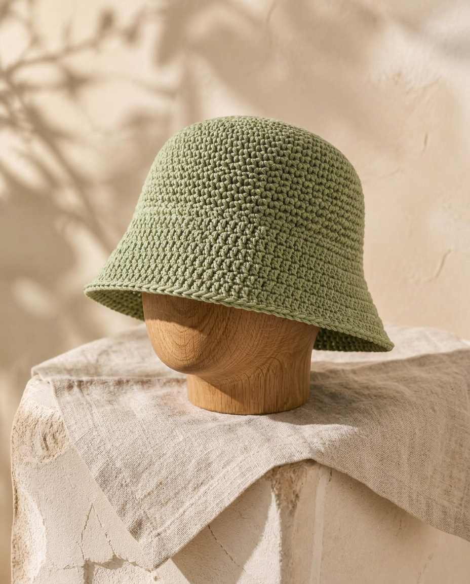 Olive Field Bucket Hat styled view